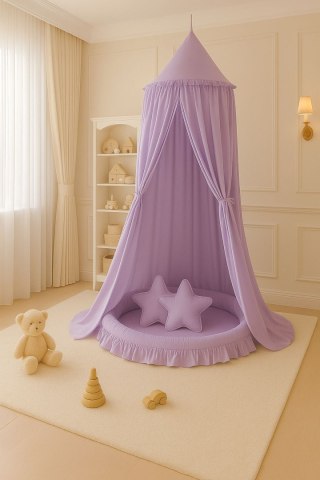 Baldachim wiszący bawełniany do pokoju dziecięcego - fioletowy