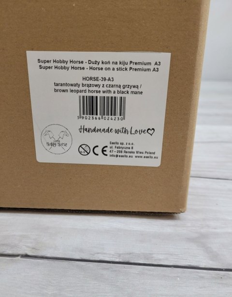 Hobby Horse Duży koń na kiju Premium - tarantowaty biało-brązowy z czarną grzywą A3