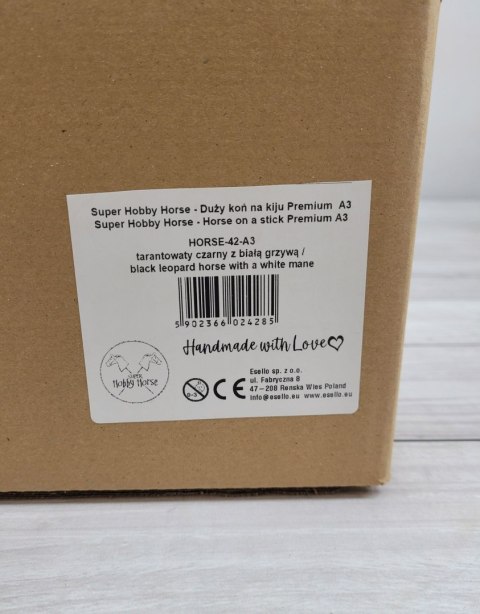 Hobby Horse Duży koń na kiju Premium - tarantowaty biało-czarny z białą grzywą A3