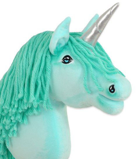 Hobby Horse Jednorożec na kiju miętowy z miętową grzywą i srebrnym rogiem A4