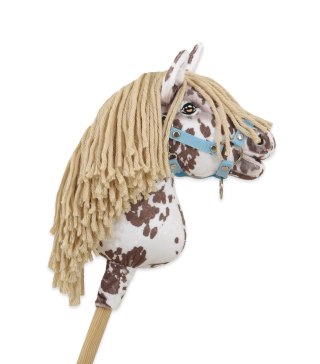 Hobby Horse Mały koń na kiju Premium tarantowaty biało-brązowy z beżową grzywą A4