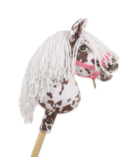 Hobby Horse Mały koń na kiju Premium tarantowaty biało-brązowy z białą grzywą A4