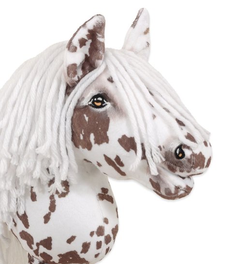Hobby Horse Mały koń na kiju Premium tarantowaty biało-brązowy z białą grzywą A4