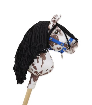 Hobby Horse Mały koń na kiju Premium tarantowaty biało-brązowy z czarną grzywą A4