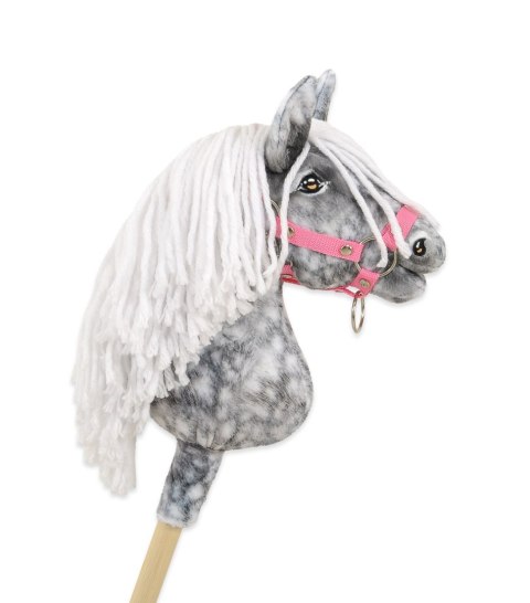 Hobby Horse Średni koń na kiju Premium siwek jabłkowity z białą grzywą A4