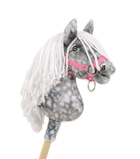 Hobby Horse Średni koń na kiju Premium siwek jabłkowity z białą grzywą A4