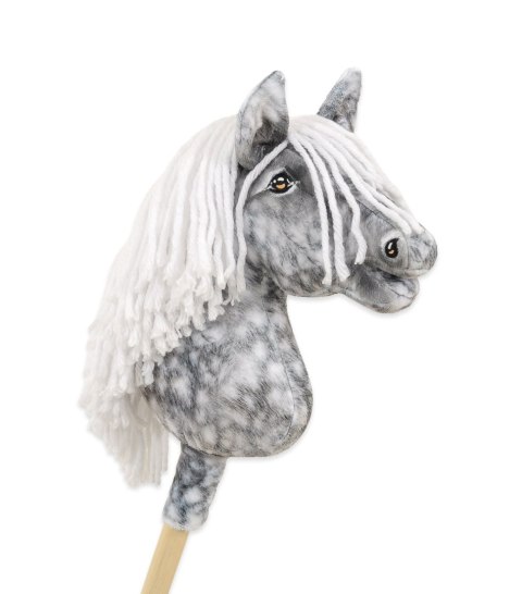 Hobby Horse Średni koń na kiju Premium siwek jabłkowity z białą grzywą A4