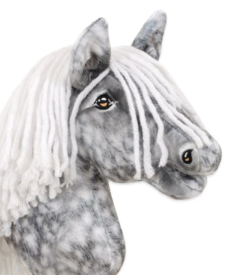 Hobby Horse Średni koń na kiju Premium siwek jabłkowity z białą grzywą A4