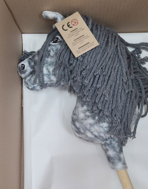 Hobby Horse Średni koń na kiju Premium siwek jabłkowity z siwą grzywą A4