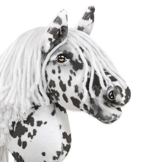 Hobby Horse Średni koń na kiju Premium tarantowaty biało-czarny z białą grzywą A4