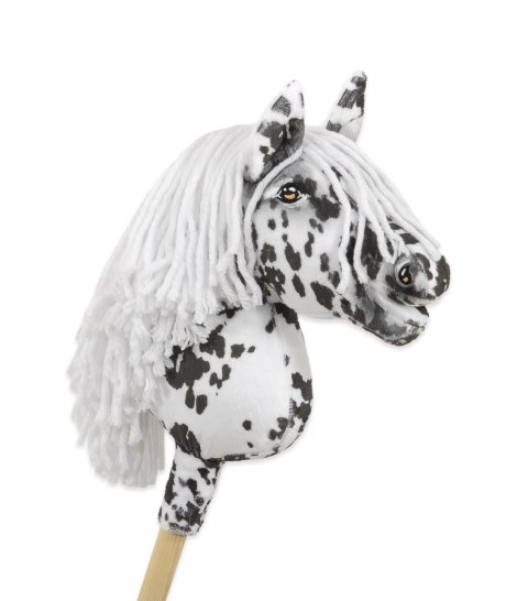 Hobby Horse Średni koń na kiju Premium tarantowaty biało-czarny z białą grzywą A4