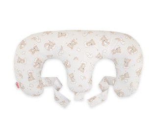 Poduszka rogal do karmienia bliźniąt + zdejmowana poszewka - beżowy miś z tęczą