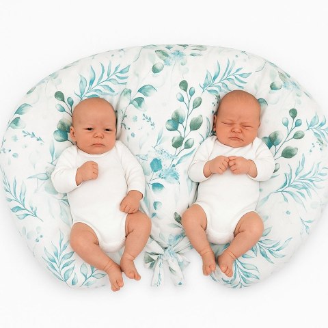 Poduszka rogal do karmienia bliźniąt + zdejmowana poszewka - eucaliptus mint