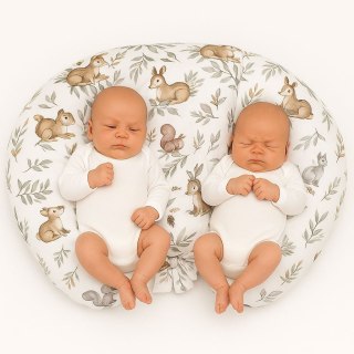 Poduszka rogal do karmienia bliźniąt + zdejmowana poszewka - woodland olive