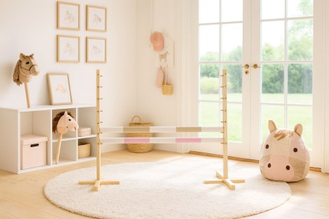 Przeszkoda skokowa do Hobby Horse 120cm, dwie belki - beżowa i jasny róż