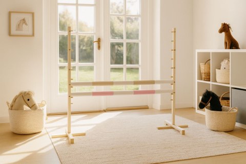 Przeszkoda skokowa do Hobby Horse 120cm, dwie belki - beżowa i jasny róż