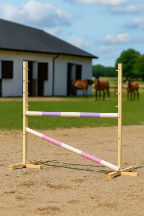 Przeszkoda skokowa do Hobby Horse 120cm, dwie belki - jasny fiolet i jasny róż