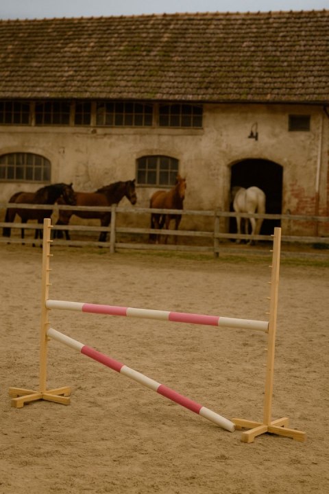 Przeszkoda skokowa do Hobby Horse 120cm, dwie belki - jasny róż i ciemny róż