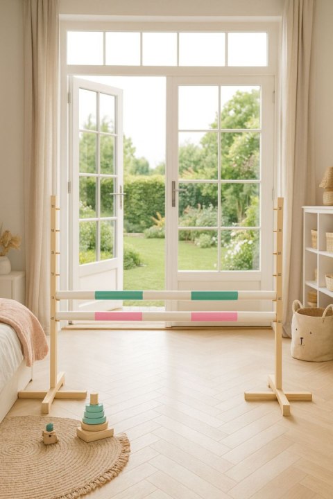 Przeszkoda skokowa do Hobby Horse 120cm, dwie belki - miętowa i jasny róż