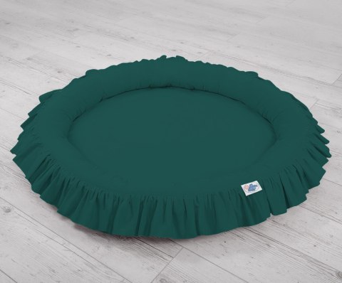 Zestaw: baldachim wiszący do pokoju dziecięcego, gniazdko z falbanką, poduszki - butelkowa zieleń