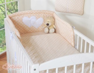 Pościel 3-cz 135x100 - Serduszka grochy beżowe