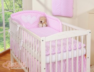 Pościel 3-cz 135x100 - Serduszka grochy różowe