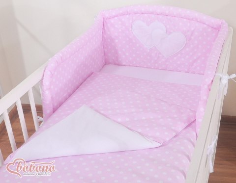 Pościel 3-cz 135x100 - Serduszka grochy różowe