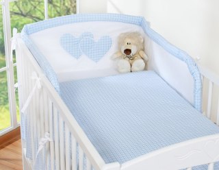 Pościel 3-cz 135x100 - Serduszka kratka niebieska