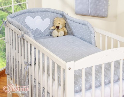 Pościel 3-cz 135x100 - Serduszka kropki na szarym