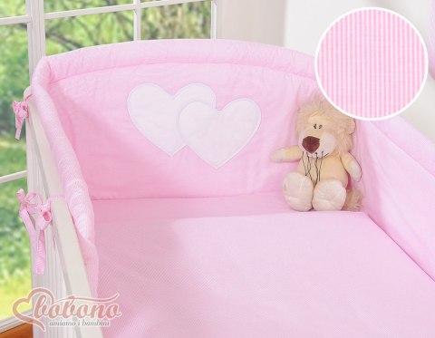 Pościel 3-cz 135x100 - Serduszka paseczki różowe