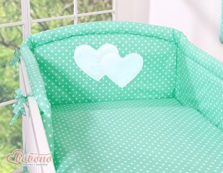 Pościel 3-cz 135x100 - Wiszące serduszka białe grochy na miecie