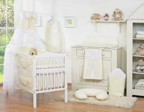 Pościel 5-cz 135x100 z baldachimem - Wiszące Serduszka kremowa