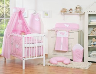 Pościel 5-cz 135x100 z baldachimem - Wiszące Serduszka różowe