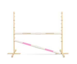 Przeszkoda skokowa do Hobby Horse 160cm, h-120 cm, dwie belki - beżowa i jasny róż