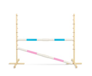 Przeszkoda skokowa do Hobby Horse 160cm, h-120 cm, dwie belki - jasny niebieski i jasny róż