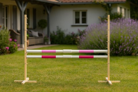 Przeszkoda skokowa do Hobby Horse 160cm, h-120 cm, dwie belki - jasny róż i ciemny róż