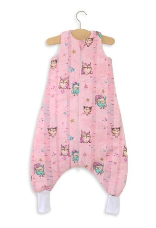 Śpiworek dla dzieci z nogawkami bawełniany ocieplany L 9-24 mcy TOG 2.5 - sówki różowe