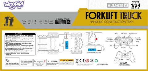 WOOPIE Zdalnie Sterowany Wózek Widłowy 2w1 Dźwig RC - Skala 1:24