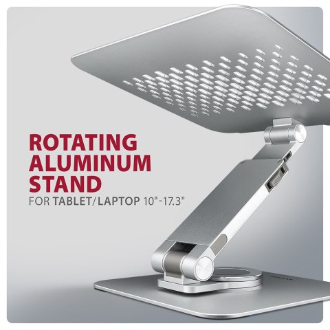 AXAGON STND-LR Obrotowa podstawka aluminiowa do laptopów 10" - 17", regulowana wysokość i kąt nachylenia | AXAGON