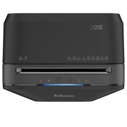 Fellowes | LX200 | Mini-cięcie | Niszczarka | P-4 | T-4 | Karty kredytowe | Zszywki | Spinacze | Papier | 22 litry | Czarny
