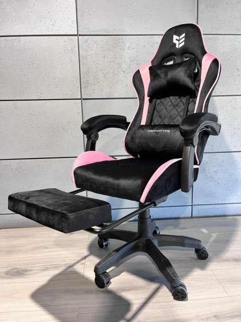 Fotel obrotowy gamingowy XL POKER PRO BLACK + PINK ALCANTARA