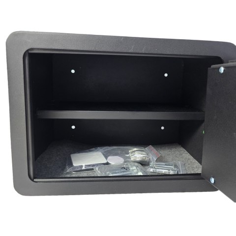 Czarny sejf biurowy na kod i klucz odcisk palca