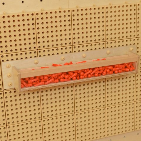MASTERKIDZ Drewniany Pojemniczek Przezroczysta Ścianka 80 cm do Tablic Naukowo-Kreatywnych STEM