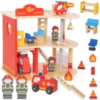 VIGA Drewniany Garaż Remiza Straży Pożarnej Zestaw 14 el