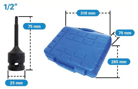 Nasadki do klucza udarowego Torx + Spline + Sześciokąt 1/2 26el.