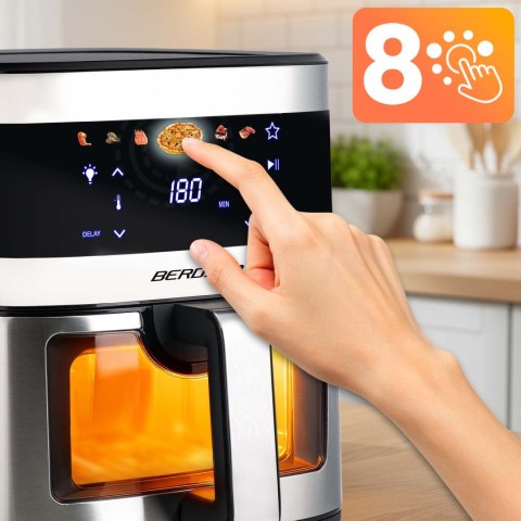 Frytkownica beztłuszczowa Air fryer duża frytownica 9,1l Berdsen 1700 W BD-656 srebrna