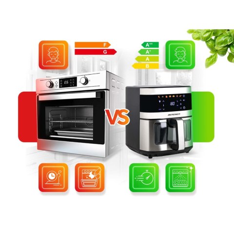 Frytkownica beztłuszczowa Air fryer duża frytownica 9,1l Berdsen 1700 W BD-656 srebrna