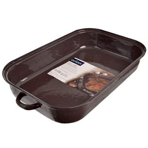 Brytfanna emaliowana z pokrywką prostokątna BROWN 14 l, 46x27,5 cm
