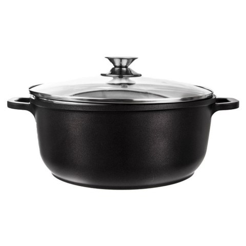 Garnek Indukcja ze Szklaną Pokrywką Granitowy Nieprzywierający ORION 28 cm