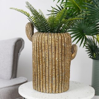 Osłonka na Doniczkę Ogrodowa Dekoracyjna Złota Kaktus VILDE 34,5 cm